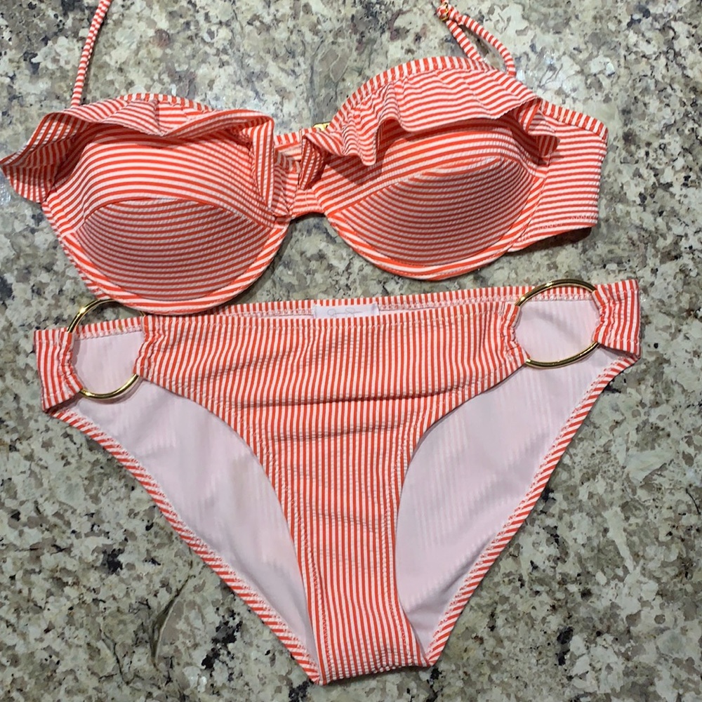 Jessica Simpson striped bikini